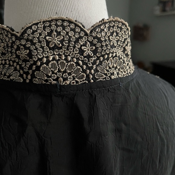 JOHNNY WAS rare black tunic top/dress tan-gold embroidery size large - Picture 5 of 9